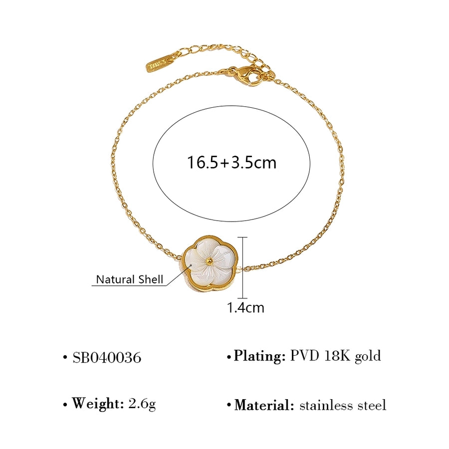 IG Style Elegant Flower 304 Stainless Steel 18K Gold Plated Acrylic Bracelets In Bulk