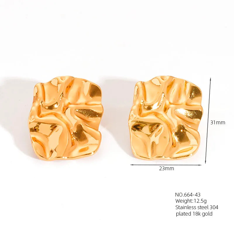 1 Pair Casual Simple Style Classic Style Geometric Square 304 Stainless Steel 18K Gold Plated Imitation Gold  Ear Studs