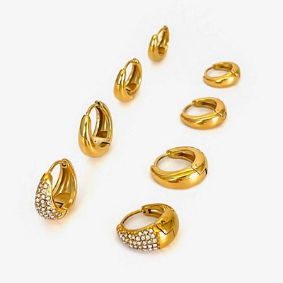 1 Pair Retro Geometric 316L Stainless Steel  Rhinestones 18K Gold Plated Earrings