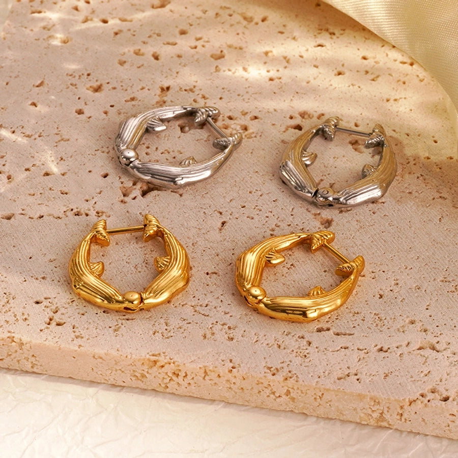 1 Pair Simple Style Solid Color Titanium Steel Earrings