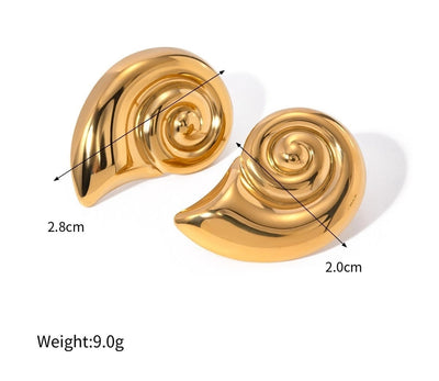 1 Pair Retro Conch 304 Stainless Steel Ear Studs