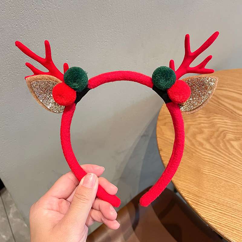Christmas Fashion Women'S Antlers Flocking Handmade Hair Band