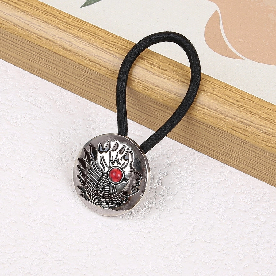 Women's Classical Ethnic Style Classic Style Cross Round Cattle Alloy Polyester Inlay Turquoise Hair Tie