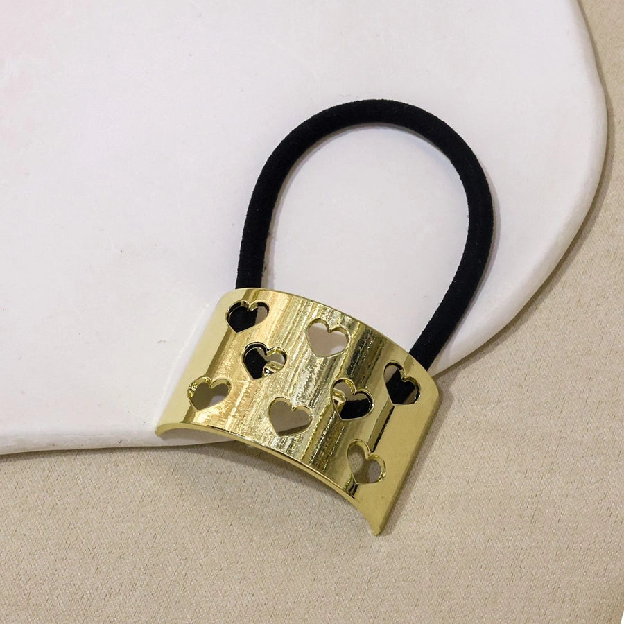 Women's Simple Style Star Heart Shape Solid Color Alloy Plating Hollow Out Hair Tie