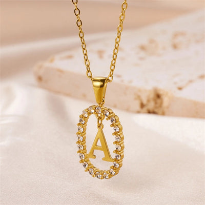 Jewelry Sweet Simple Style Artistic Letter 304 Stainless Steel Artificial Diamond Inlay Pendant Necklace