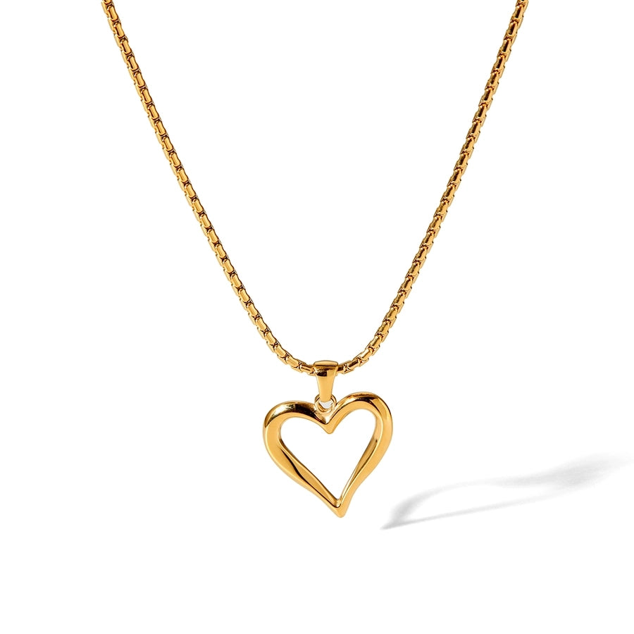 Jewelry IG Style Elegant French Style Heart Shape 304 Stainless Steel Titanium Steel 18K Gold Plated Pendant Necklace