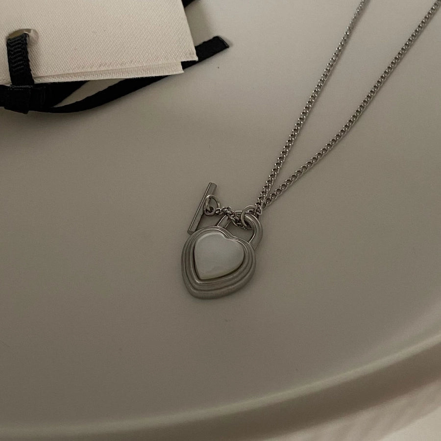 Jewelry Elegant Heart Shape Titanium Steel Opal Inlay Jewelry Set