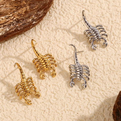 Jewelry Hip-Hop Simple Style Scorpion 304 Stainless Steel Titanium Steel 18K Gold Plated Earrings Necklace