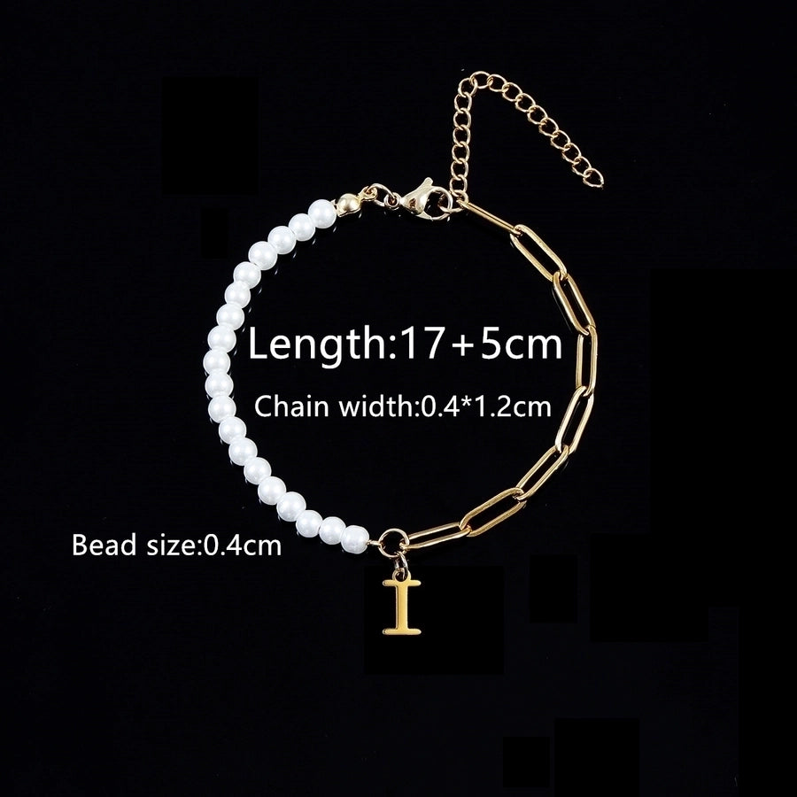 Elegant Simple Style Classic Style Letter 201 Stainless Steel 304 Stainless Steel Imitation Pearl Bracelets In Bulk