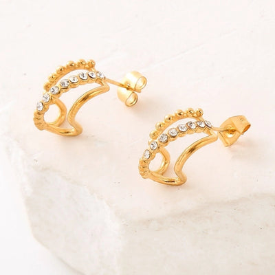 1 Pair Elegant C Shape 304 Stainless Steel 18K Gold Plated Ear Studs