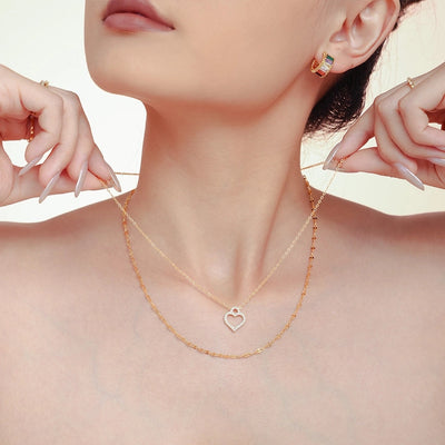 Jewelry Elegant Luxurious Vacation Heart Shape Titanium Steel 18K Gold Plated Plating Jewelry Set