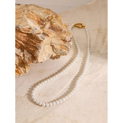 Jewelry Simple Style Classic Style Round 304 Stainless Steel Glass Pearl Beaded Necklace