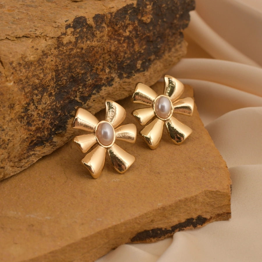1 Pair Retro Simple Style Classic Style Flower 304 Stainless Steel Ear Studs