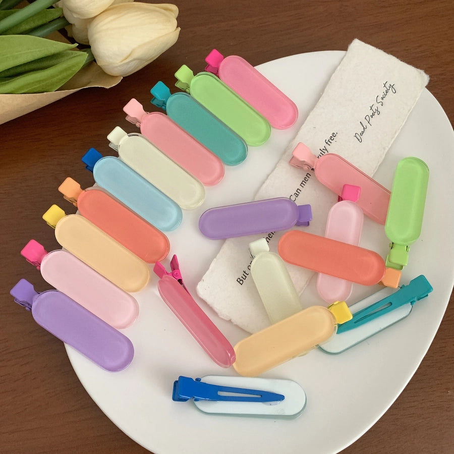 Women's Cute Sweet Korean Style Oval Plastic Resin Handmade Hair Clip