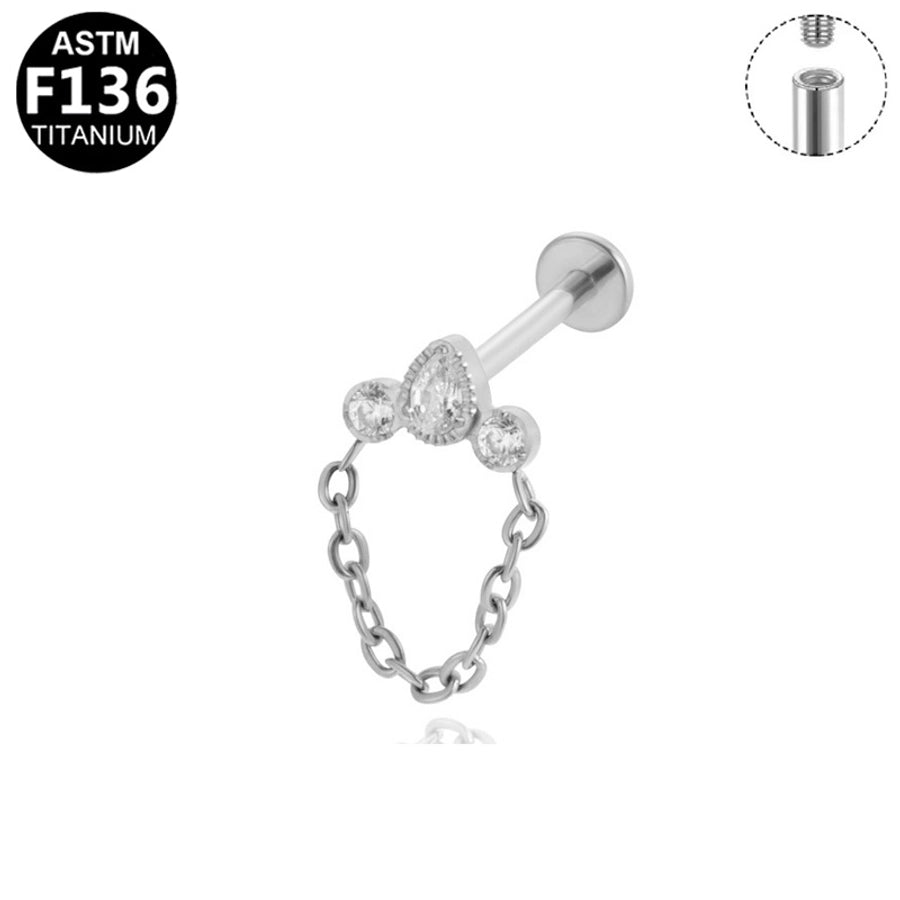 1 Piece Lip Rings Elegant Glam Ethnic Style Clouds Smile Face Wings 304 Stainless Steel Pure Titanium Titanium Alloy Tassel Zircon 14K Gold Plated White Gold Plated Lip Rings Ear Cartilage Rings & Studs