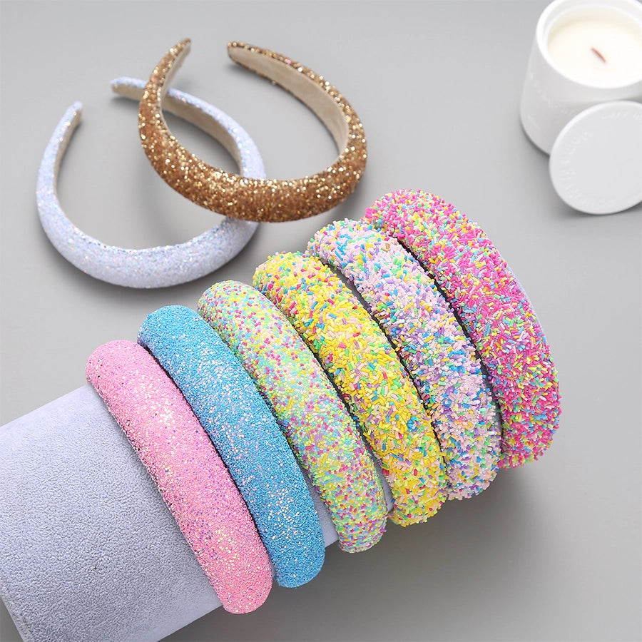 xinqi european and american onion powder headband creative sponge women's wide-edged headband 3cm glitter color hair pressing hairpin supply