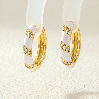 1 Pair IG Style Simple Style Commute Circle Enamel Inlay Copper Zircon 18K Gold Plated Earrings