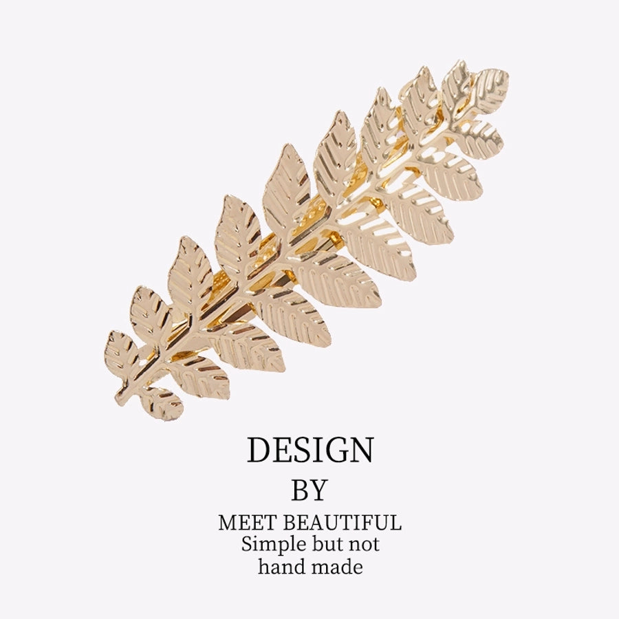 women's lady simple style leaves metal hair clip