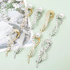 fashion solid color metal plating inlay rhinestones pearl hair clip 1 piece
