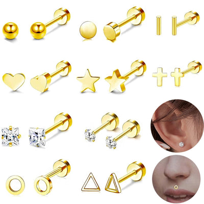 1 Piece Casual Formal Simple Style Star 316 Stainless Steel  Zircon 14K Gold Plated Ear Studs