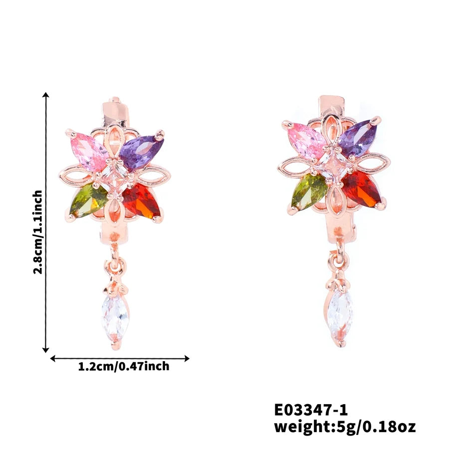 1 Pair Elegant Glam Shiny Cat Inlay Copper Zircon K Gold Plated Rhodium Plated Earrings