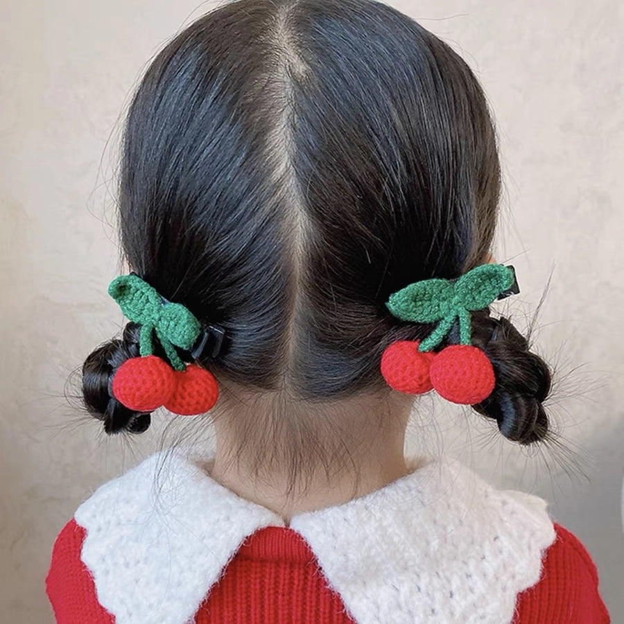 Wool Cherry hairpin knitted plush hair band handmade hair accessories simple bangs clip cute princess headband accessories