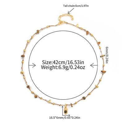 Casual Cute Commute Irregular 304 Stainless Steel natural stone Copper Woven Chain Necklace In Bulk