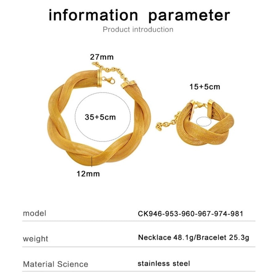 Jewelry Retro Exaggerated Geometric 304 Stainless Steel 18K Gold Plated Bracelets Necklace