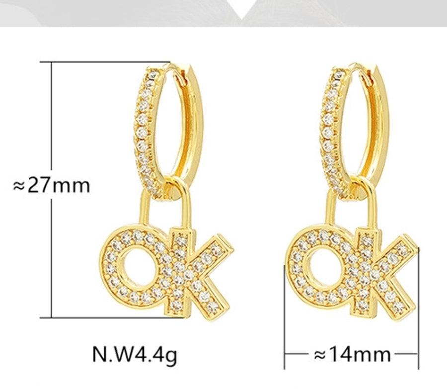 1 Pair Simple Style Letter Plating Copper Drop Earrings