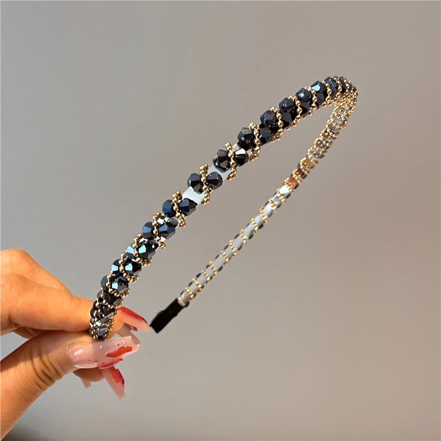 Women's Simple Style Solid Color Artificial Crystal Diamond Hair Band