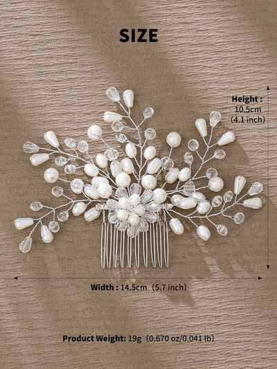 simple style flower artificial pearl inlay pearl insert comb