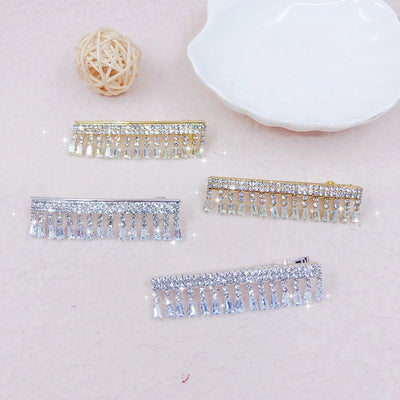 fashion geometric metal inlay rhinestones hair clip 1 piece