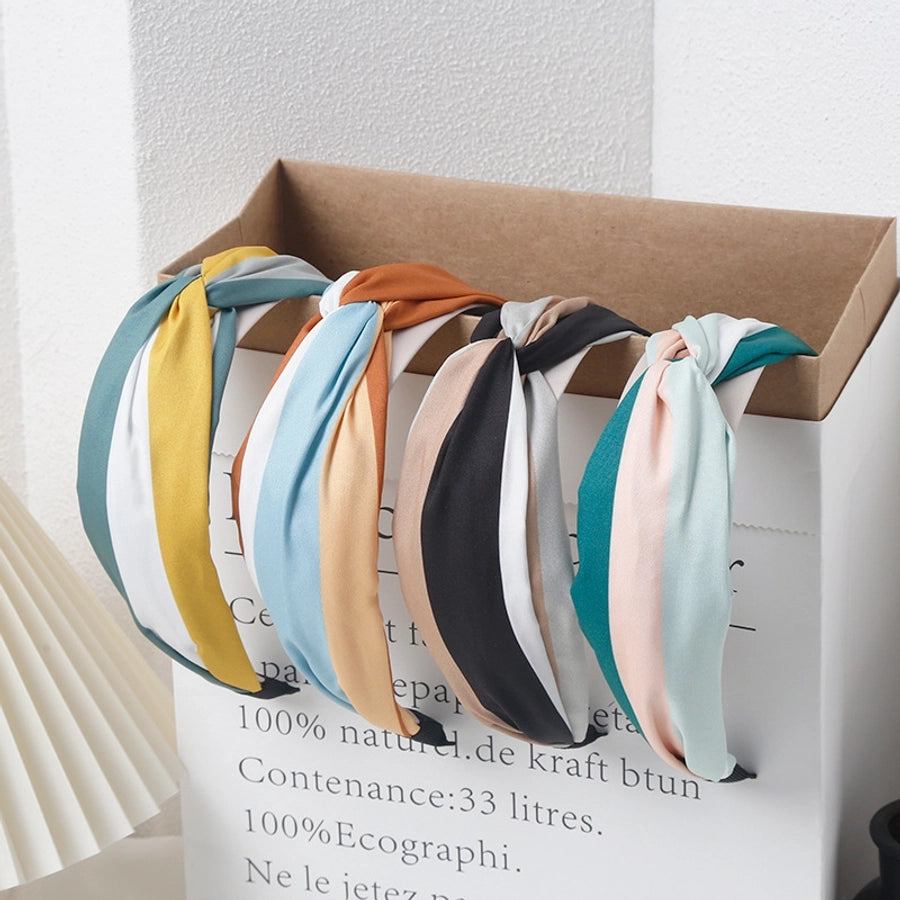 retro hairband women's fabric stitching stripe hair bundle pressure hair hoop net popular  new hairpin headdress