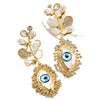 1 Pair Exaggerated Vacation Devil's Eye Inlay Alloy Resin Rhinestones Beads Gold Plated Drop Earrings