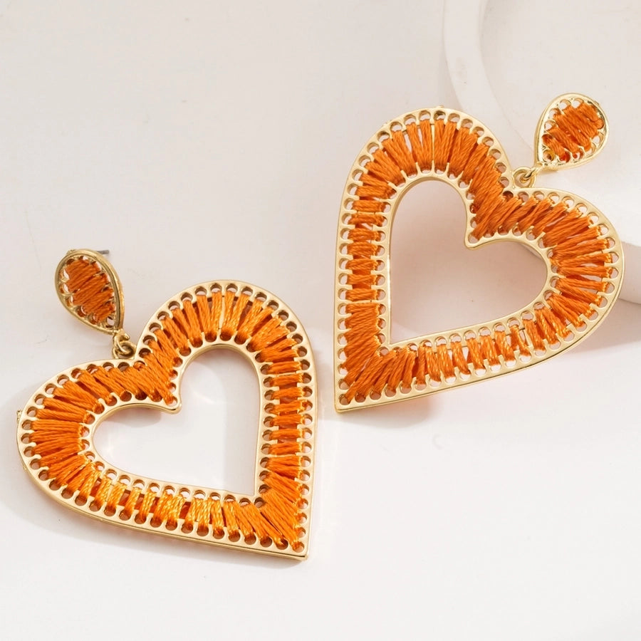 1 Pair Wedding Vacation Simple Style Heart Shape Alloy 16K Gold Plated Drop Earrings