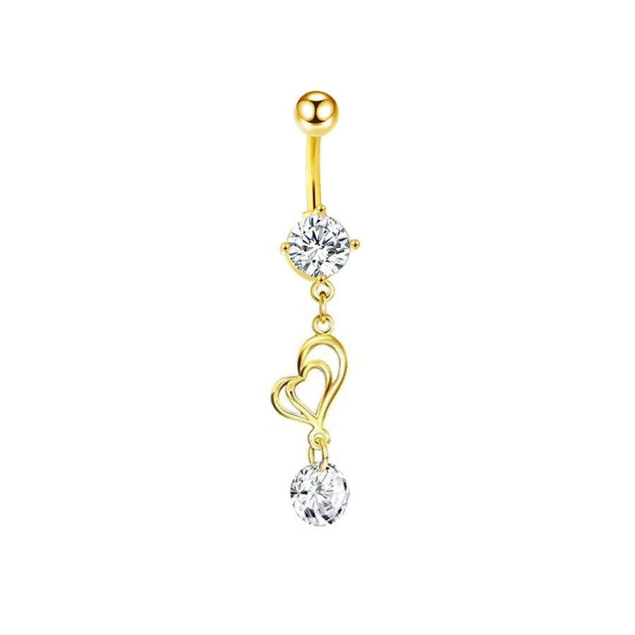 1 Piece Belly Rings Simple Style Shiny Round Heart Shape Bow Knot 316L Stainless Steel  Inlay Zircon