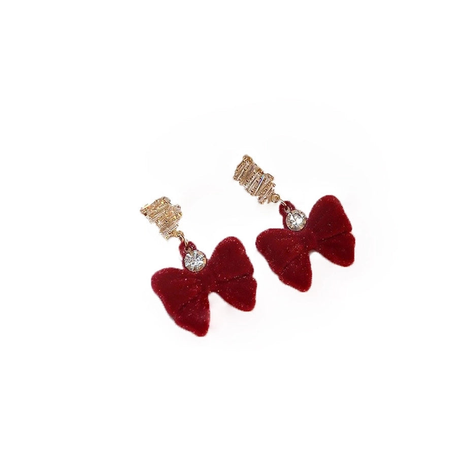 1 Pair Retro Bow Knot Copper Drop Earrings