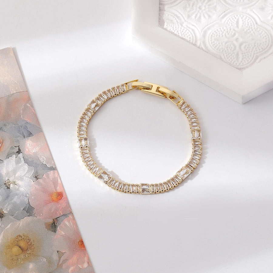 Copper Plating Inlay Geometric Zircon Bracelets