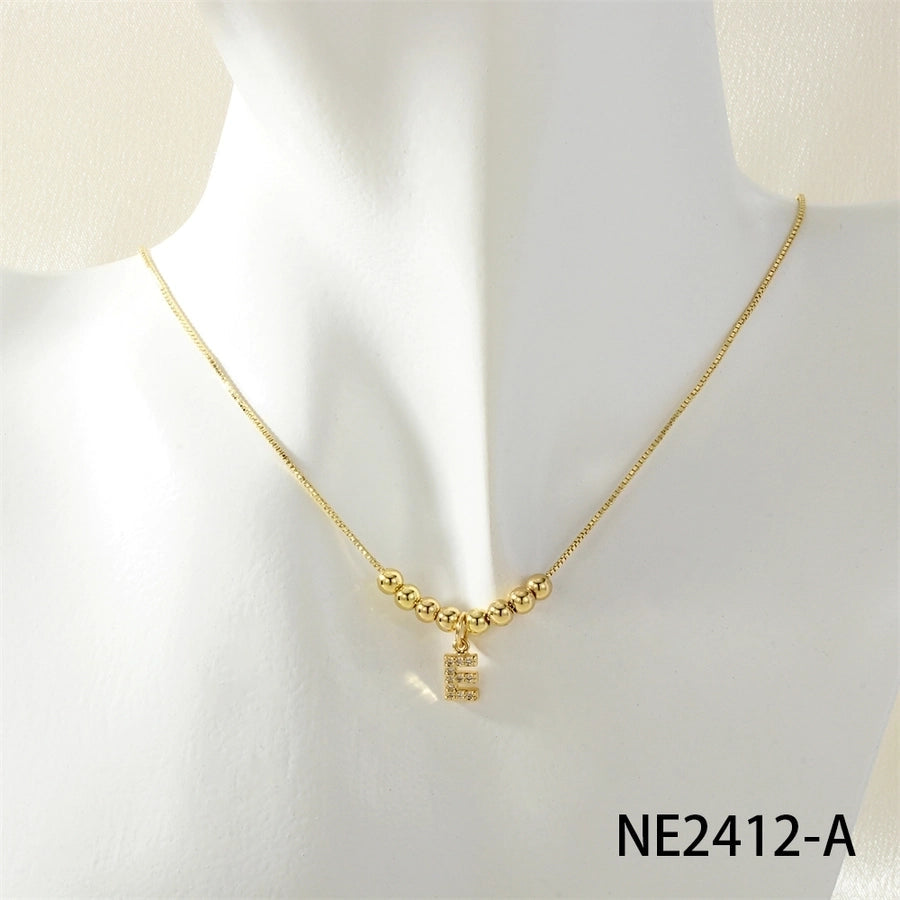 Jewelry Simple Style Letter Copper Zircon Inlay Pendant Necklace
