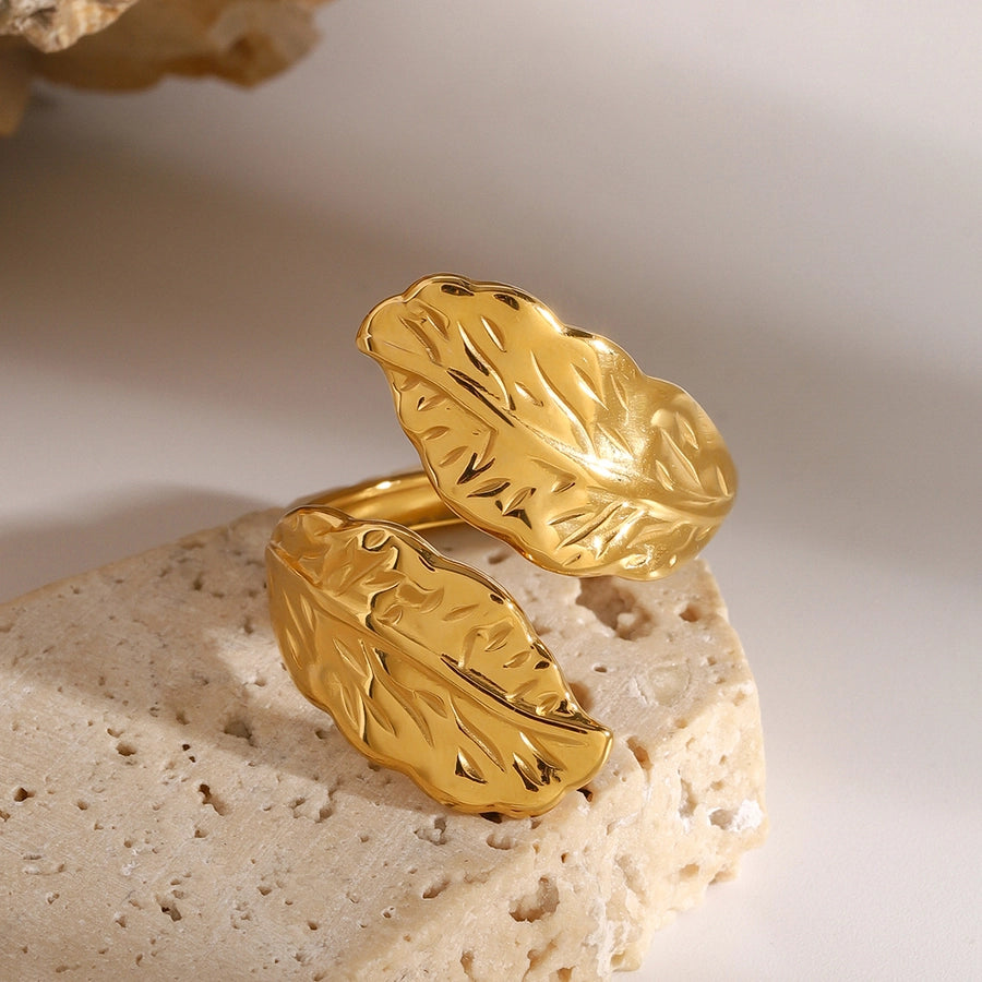 Jewelry Simple Style Classic Style Leaves 304 Stainless Steel Open Rings