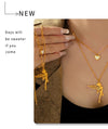 Jewelry Sweet Korean Style Angel Heart Shape 304 Stainless Steel Rhinestones 18K Gold Plated Layered Plating Inlay Double Layer Necklaces Pendant Necklace