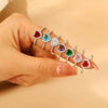 Copper Inlay Heart Shape Zircon Adjustable Ring