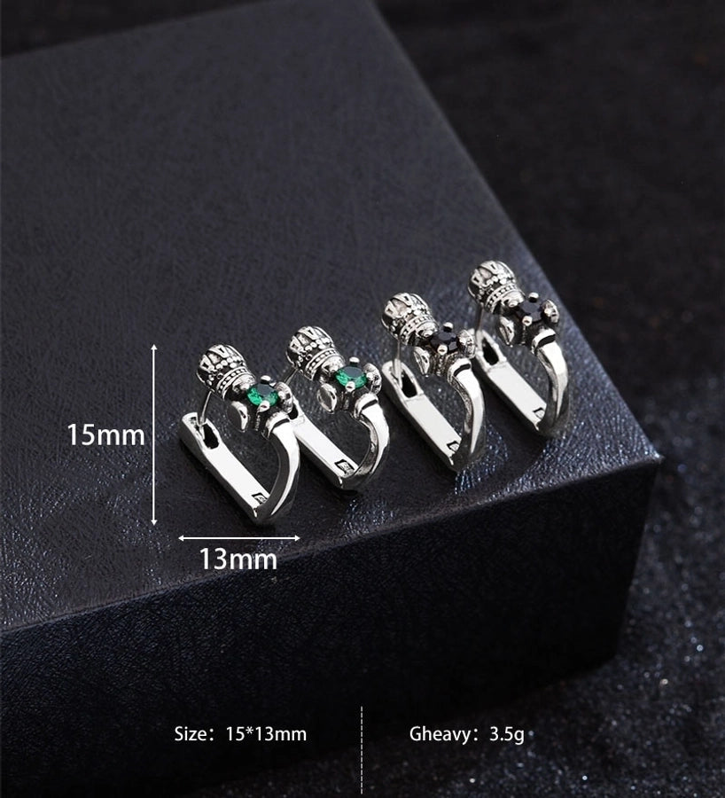 1 Pair Hip-Hop Crown Copper Zircon Earrings