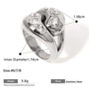 Jewelry Elegant Irregular Heart Shape 304 Stainless Steel Zircon Criss Cross Inlay Rings