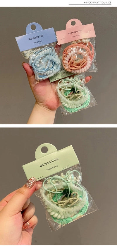 cute sweet pastoral flower rubber gauze hair tie