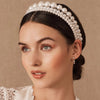 simple style round baroque pearls chain inlay pearl hair band