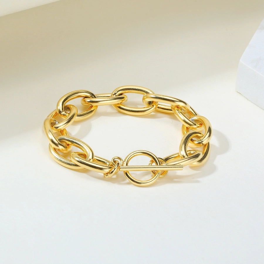 Elegant Simple Style Streetwear Solid Color 304 Stainless Steel 18K Gold Plated Bracelets In Bulk