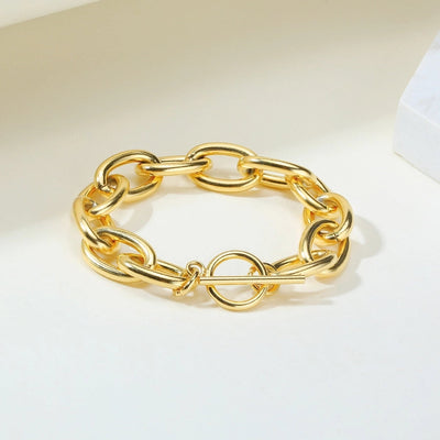 Elegant Simple Style Streetwear Solid Color 304 Stainless Steel 18K Gold Plated Bracelets In Bulk