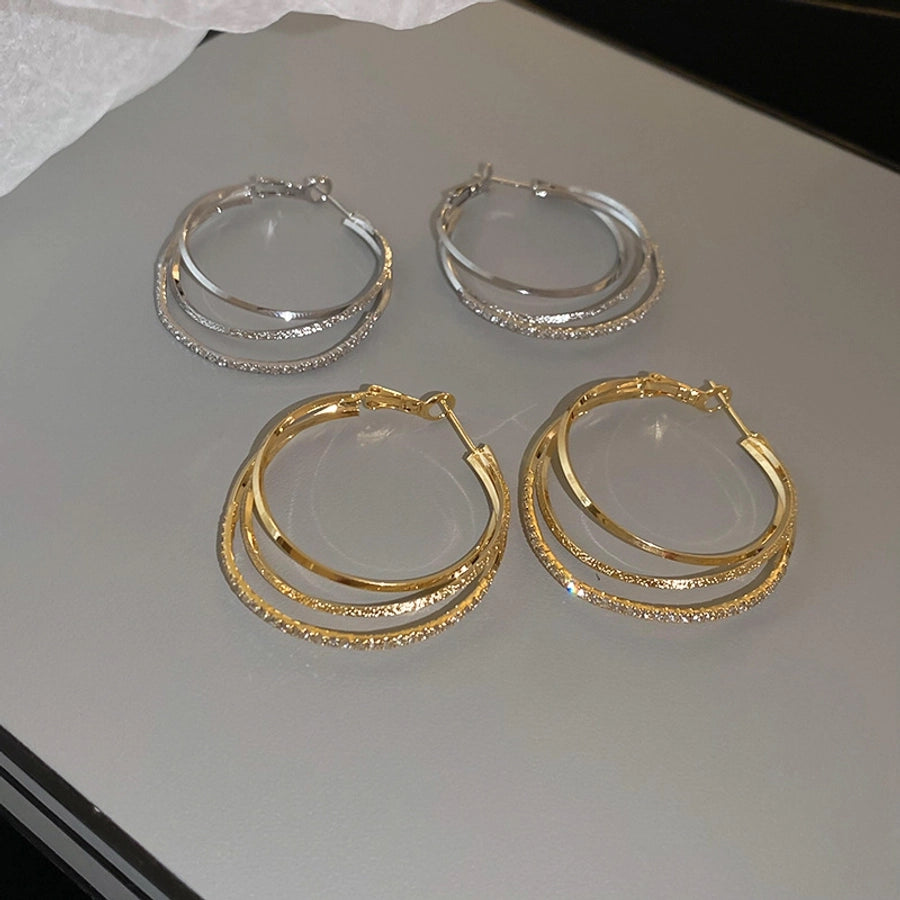 1 Pair Simple Style Circle Plating Inlay Copper Zircon 18K Gold Plated Hoop Earrings