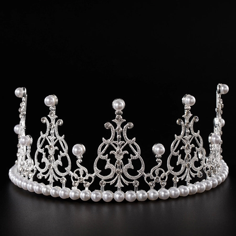 fashion crown imitation pearl alloy rhinestone plating crown 1 piece